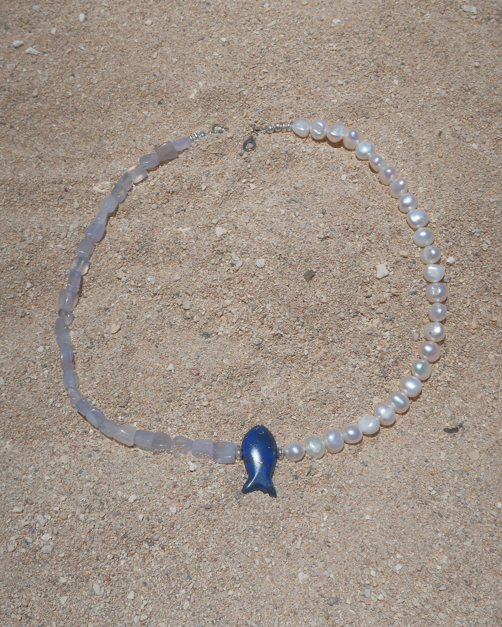 Blue Crush Fish Beaded Necklace (Made to order)