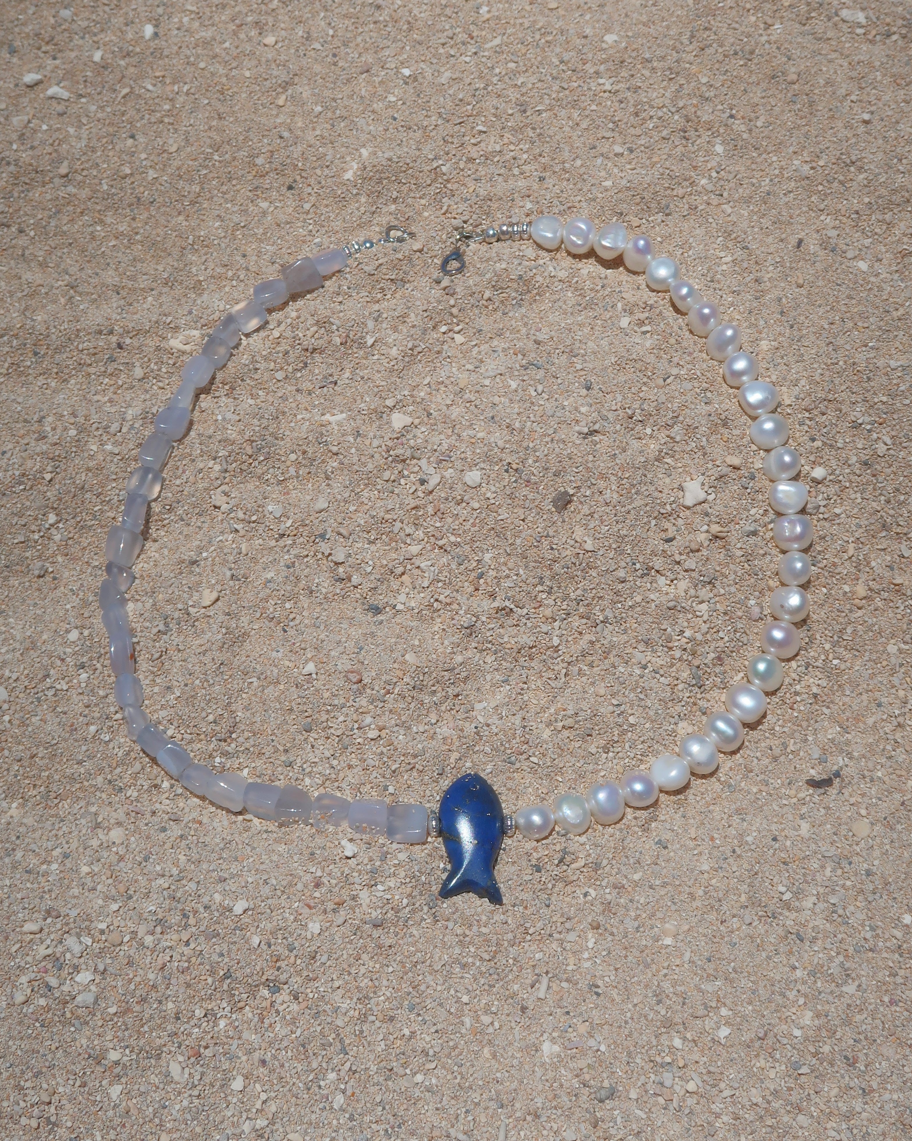 Blue Crush Fish Beaded Necklace (Made to order)